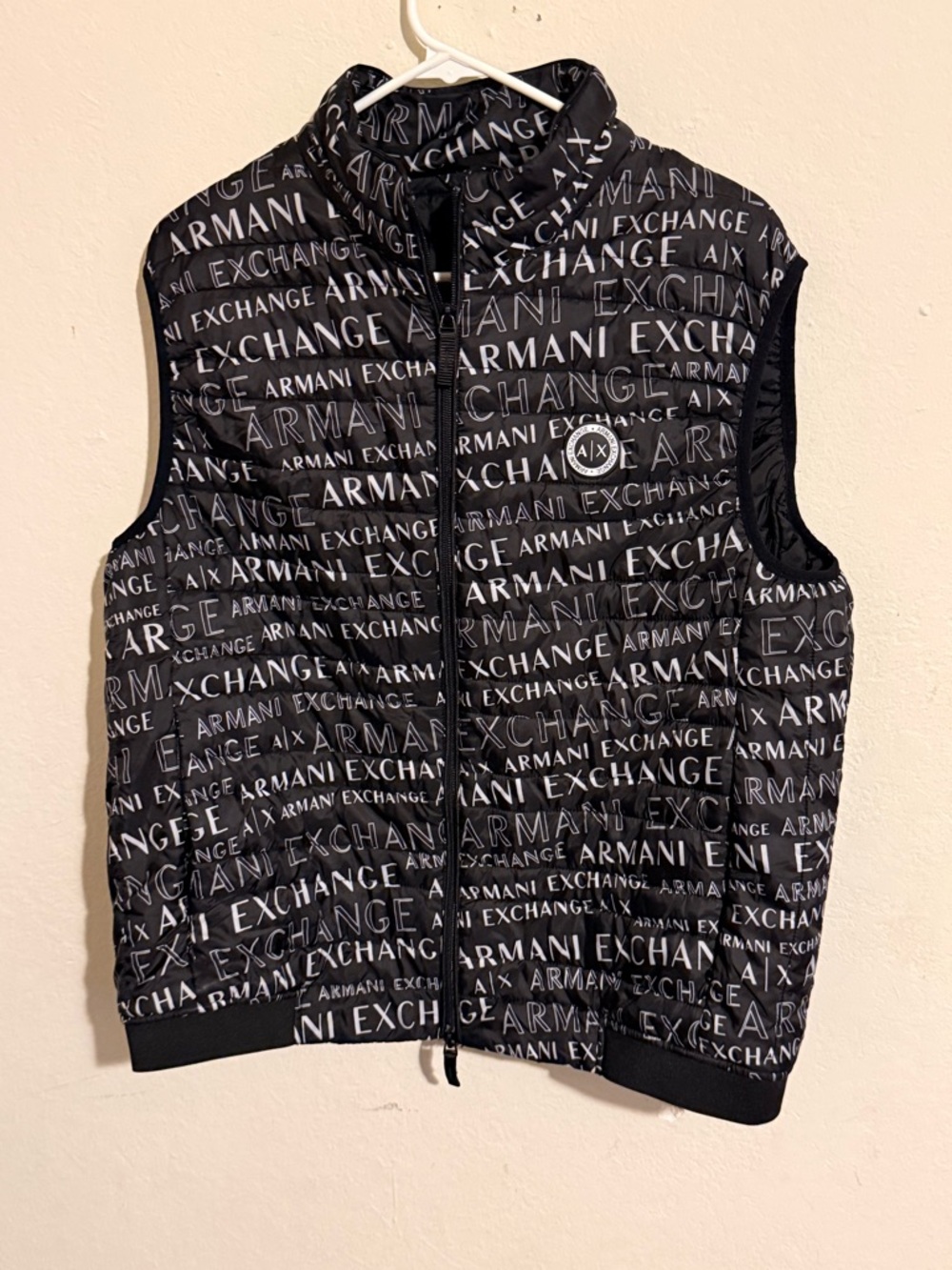 Armani Exchange Black and White Logo Puffer Vest men’s size xl